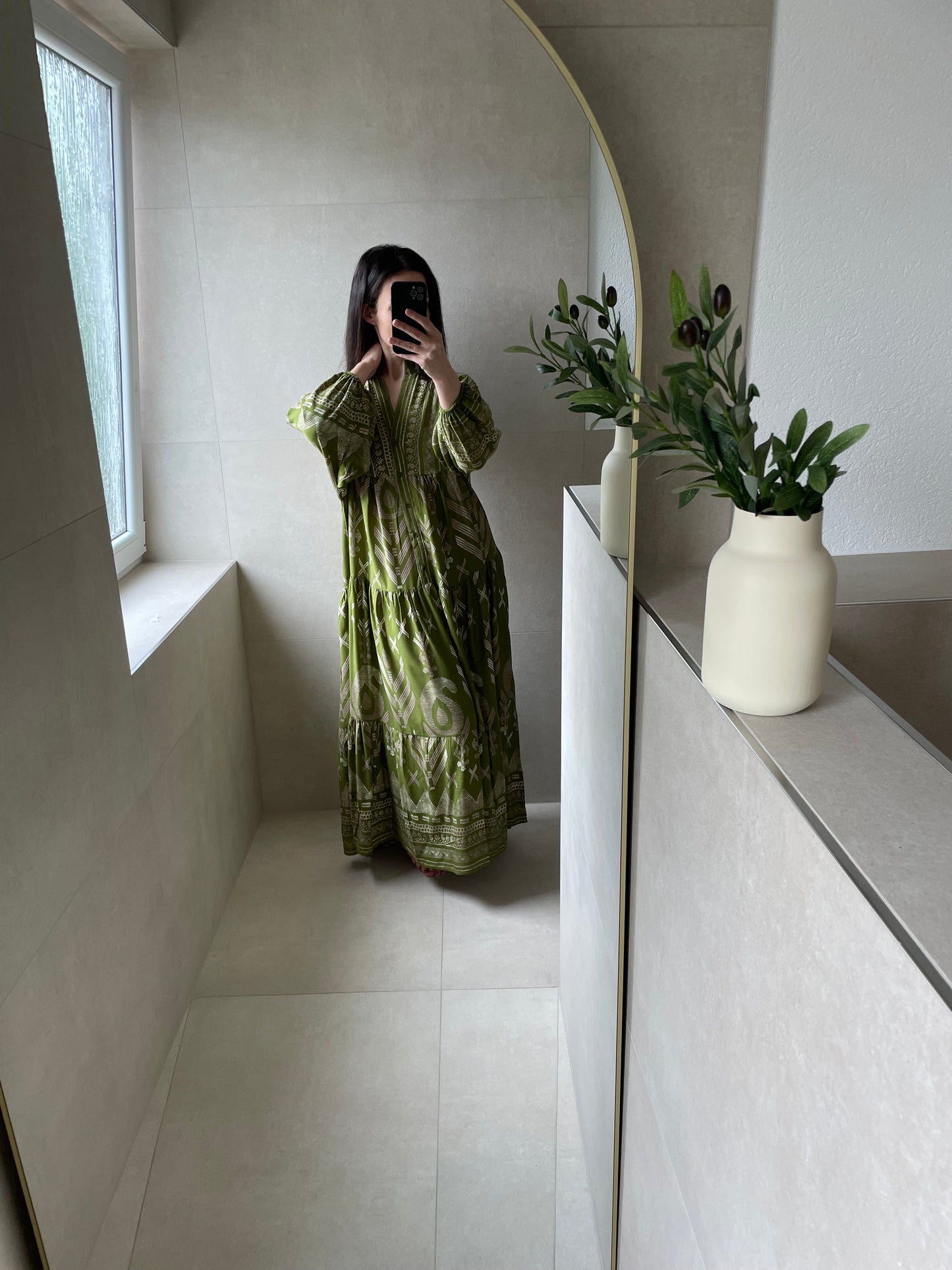 Maxikleid Bohenia Khaki/Beige