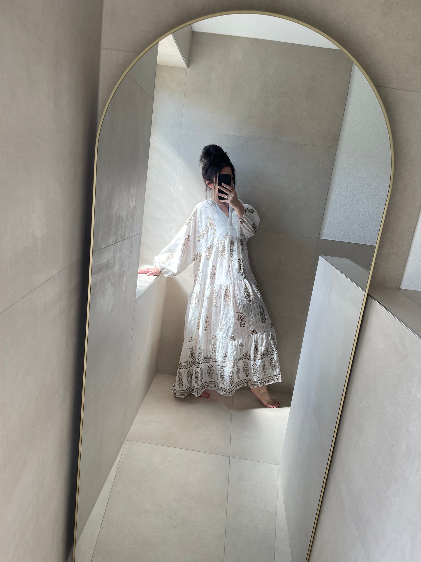 Maxikleid Glorya Weiß/Gold