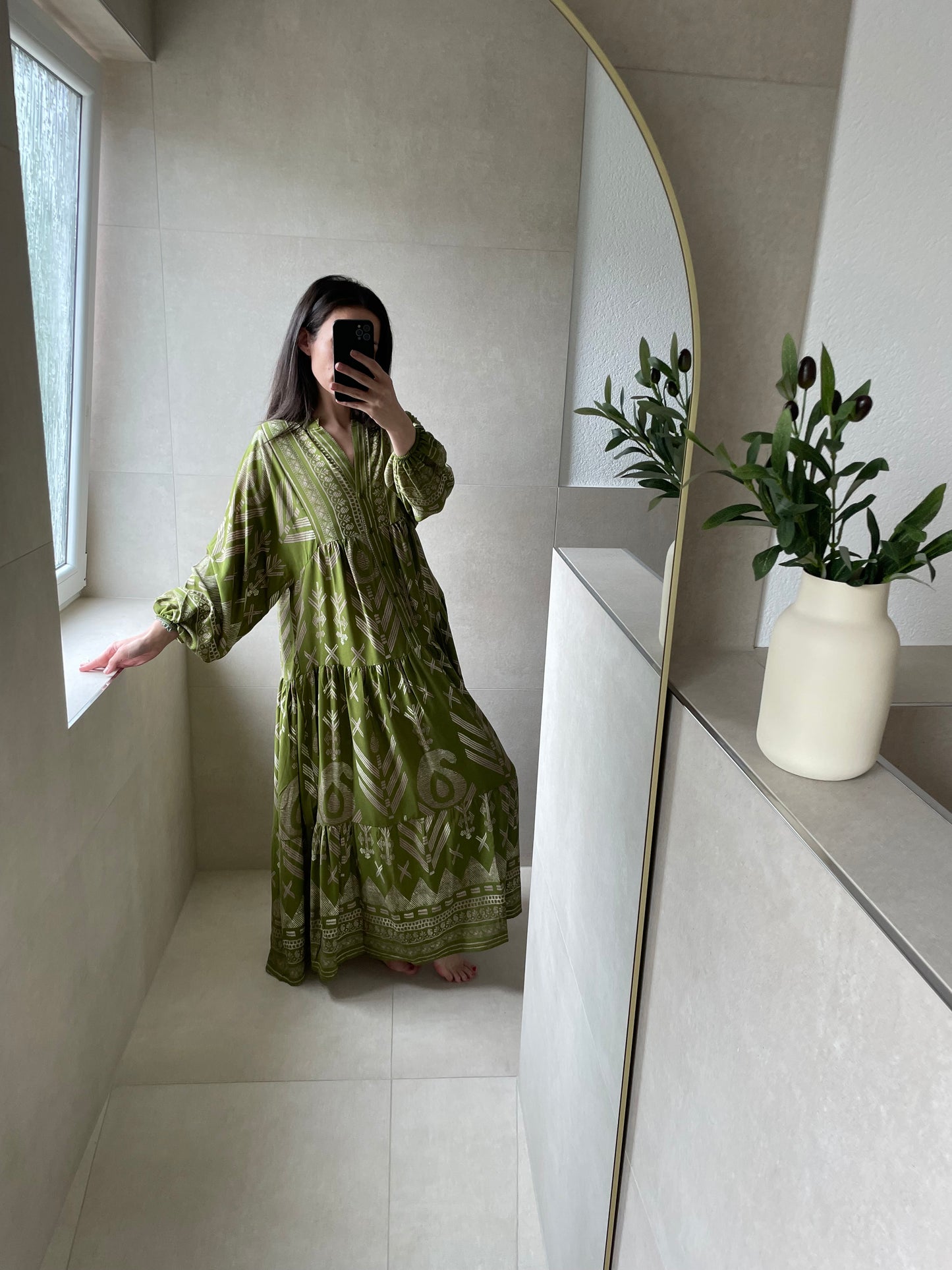 Maxikleid Bohenia Khaki/Beige