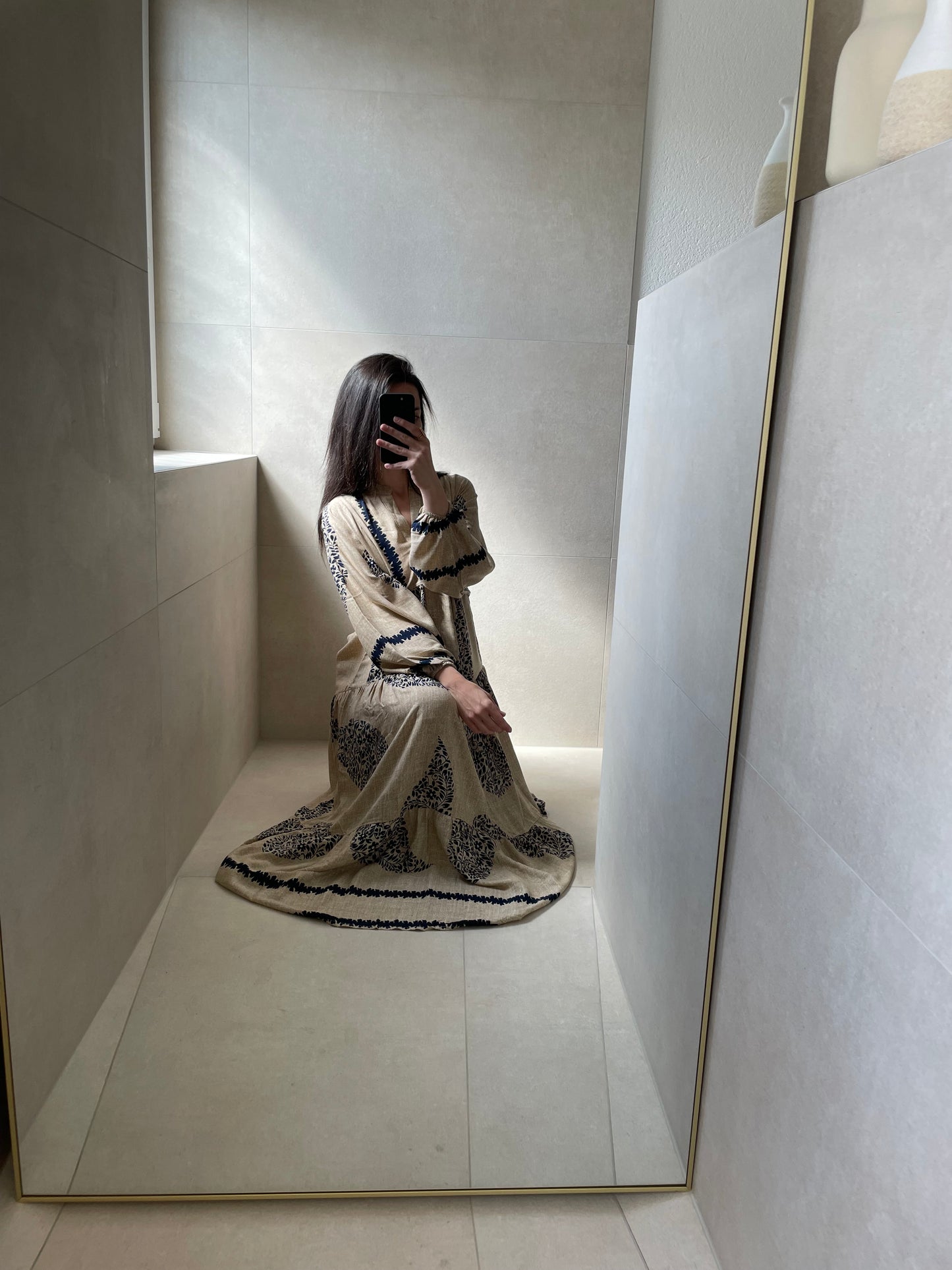 Maxi Kleid Katleya Beige/Blau