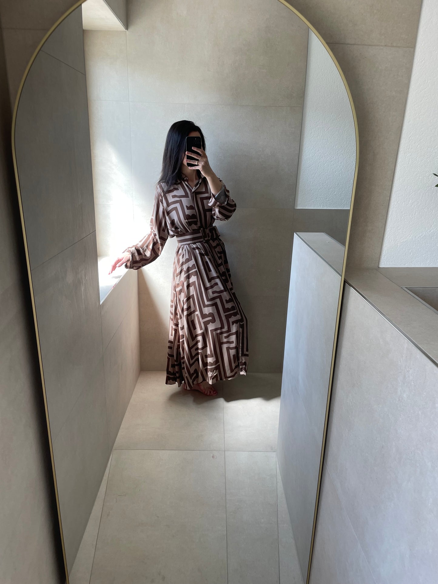 Maxikleid Fendiy Braun/Beige