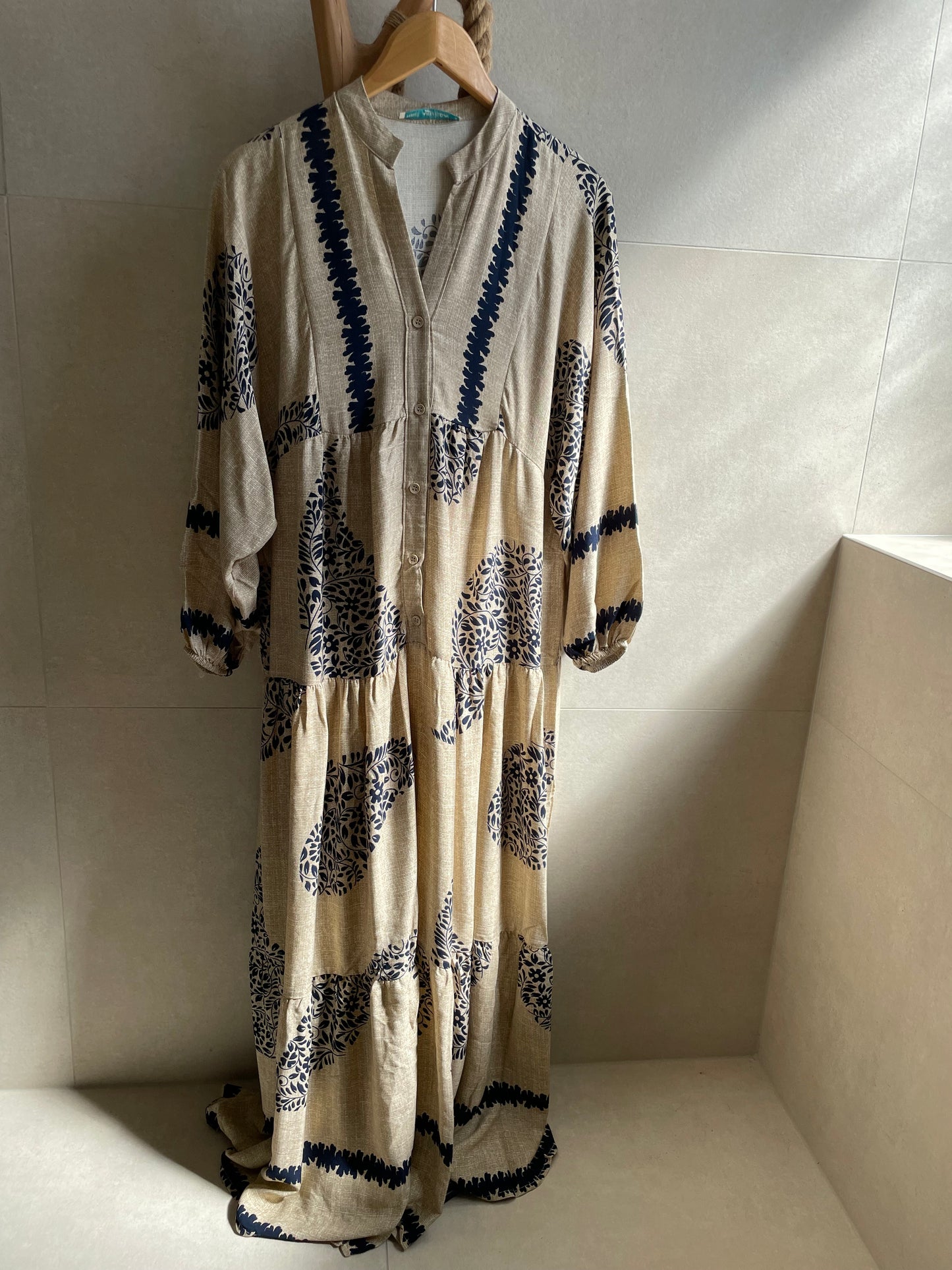 Maxi Kleid Katleya Beige/Blau