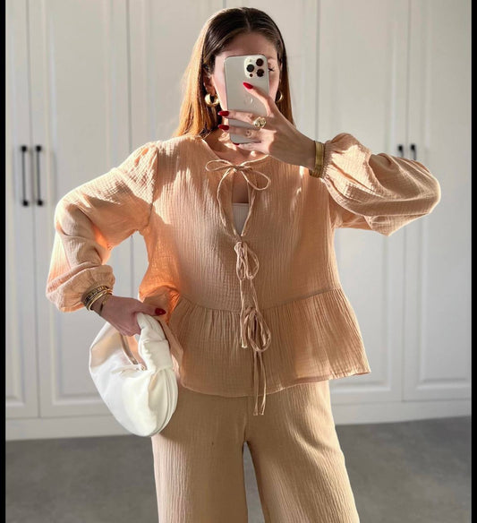 Zweiteiler Musselin Beige