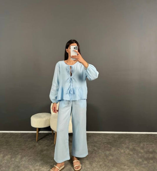 Zweiteiler Musselin Babyblau