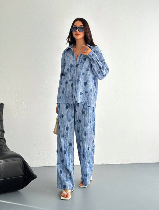 Zweiteiler Waffle Blue
